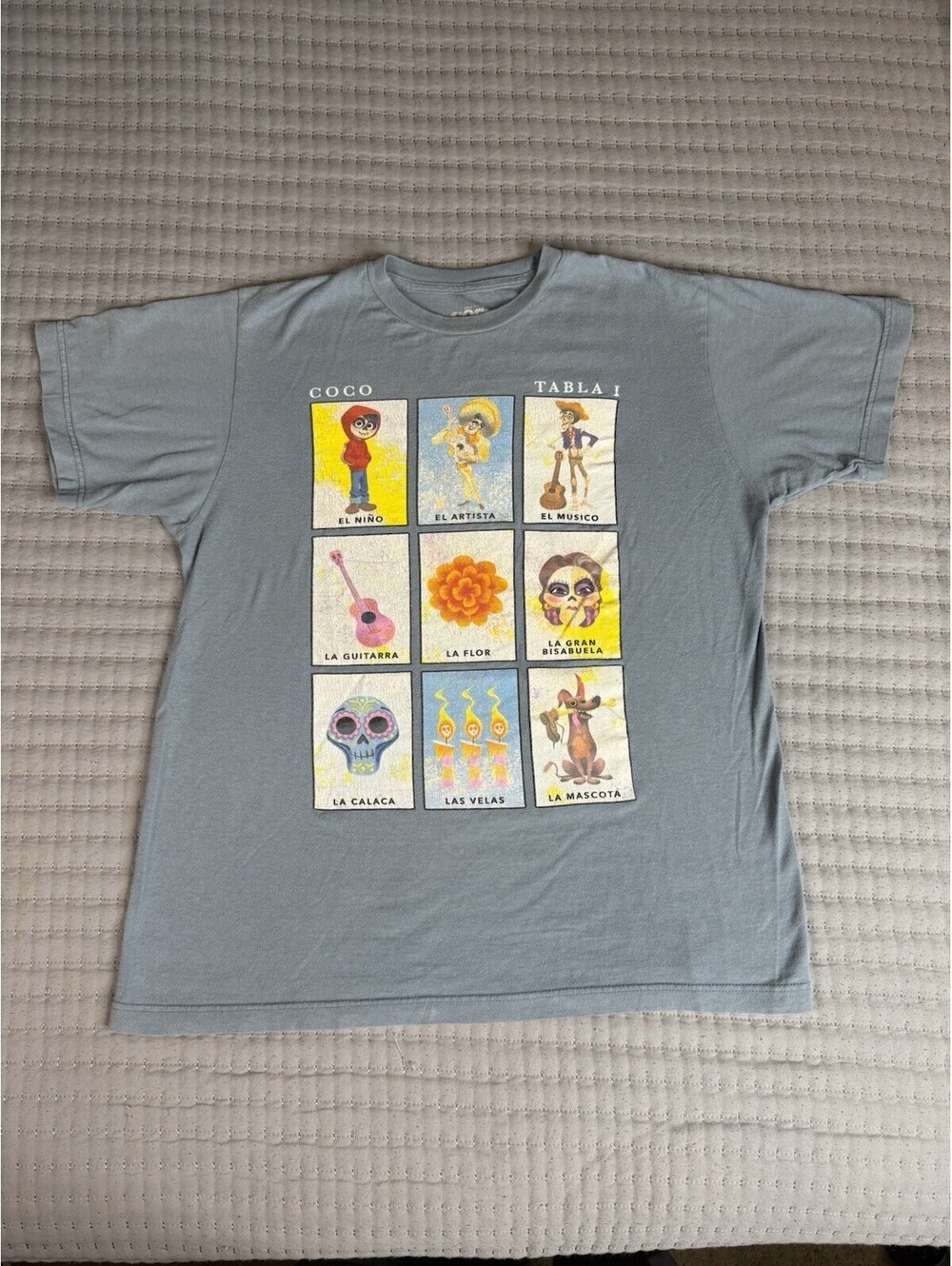 Disney Coco Tabla I Light Blue Cotton T-shirt Size M